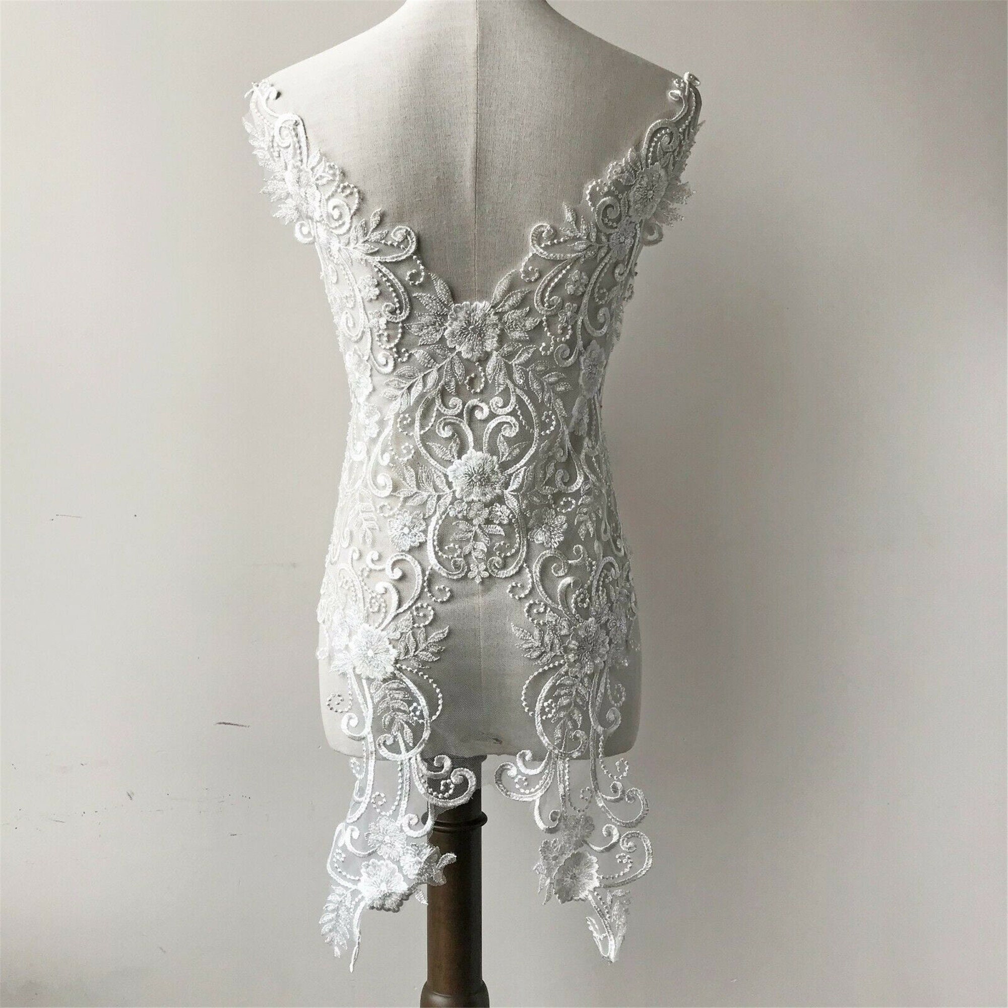 Gorgeous V Neck Bridal Dress Lace Applique Motif Embroideried - Etsy