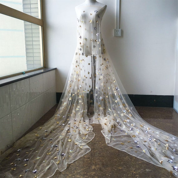 lace and beads star dress Sparkling Stars Party Costumes Fabric Sold By Yard Soft Lace Tulle For Galaxy Wedding Gown, Galaxy 51 inches Width This listing is for Sequin/Crystal embellished Weekday Close racer back Size:XXL/44