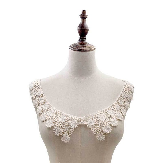 1 Paio Di Toppe Ricamate In Tessuto Per Colletto Con Scollo In - Foto 2