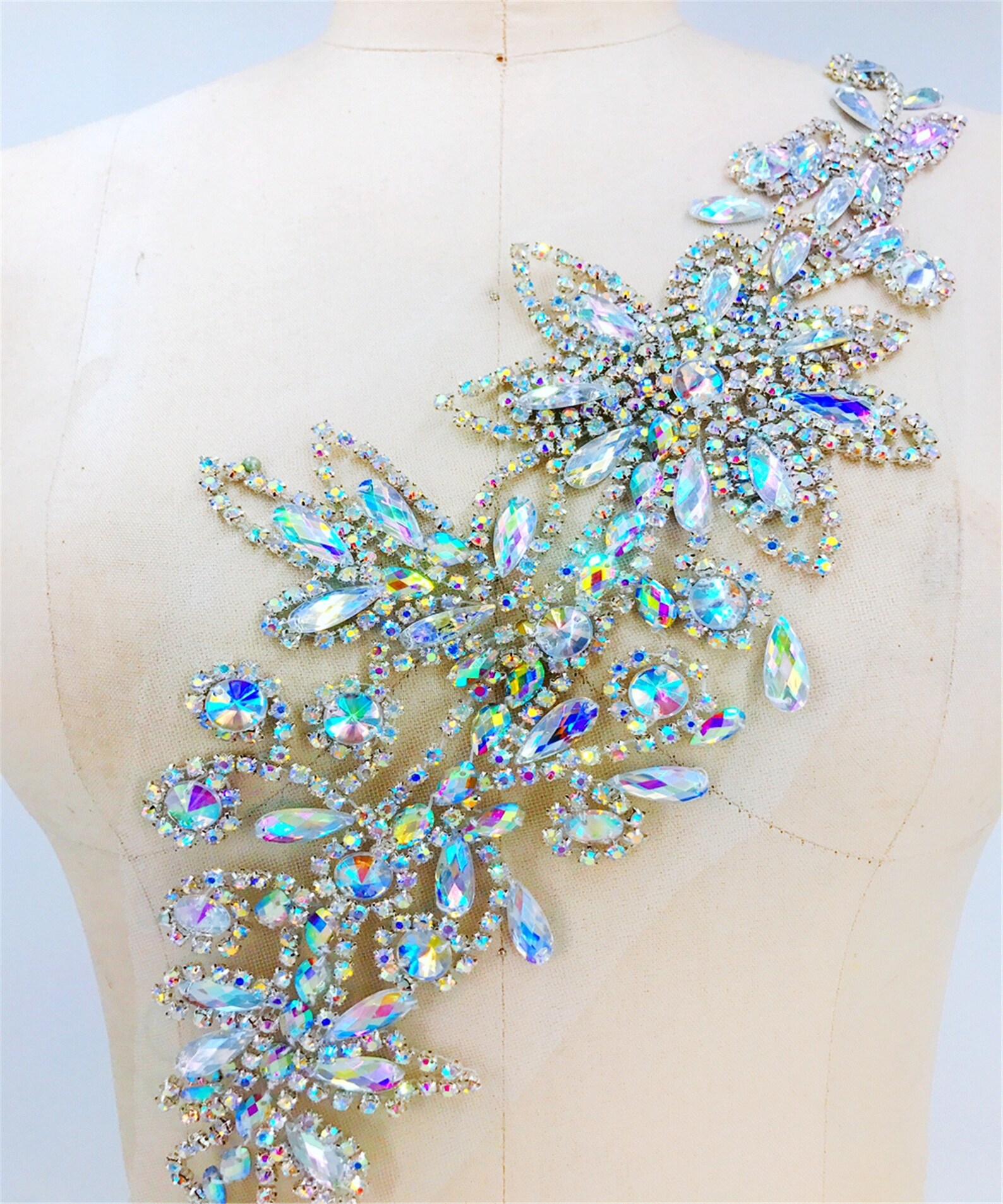 Rhinestone Flower Applique Dress Colorful Stones Beaded Etsy