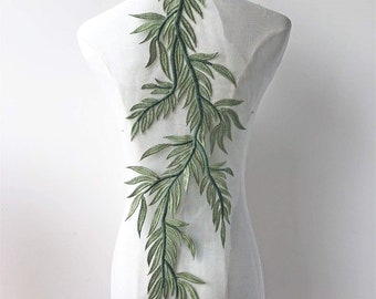 Delicate Leaves Vine Applique Embroidery Lace Patch Off-White Motif Wedding Accessories for Dance Costumes Prom Dress