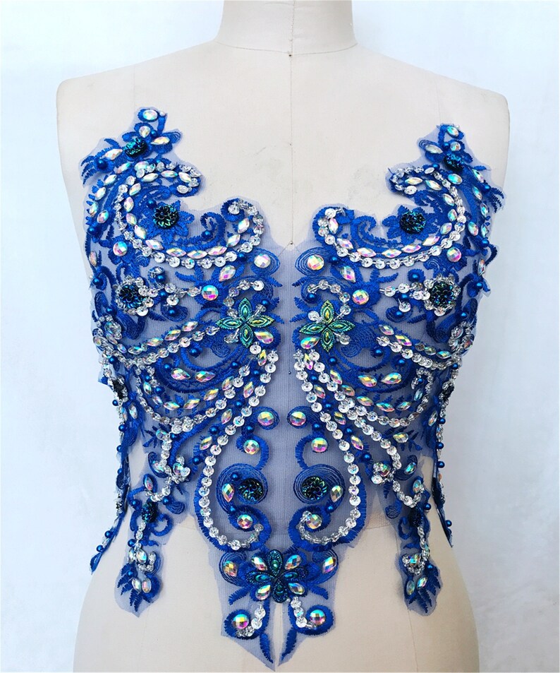 Colorful Rhinestone Appliques Beaded Embroidery Flower Bodice Etsy