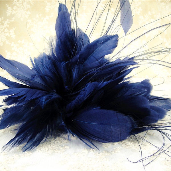 Millinery Feather Flower Navy Dyed Goose Bouquet Faux flowers  Handmade Dyed Feather Flower Mount for Hat Making Fascinators Decoration