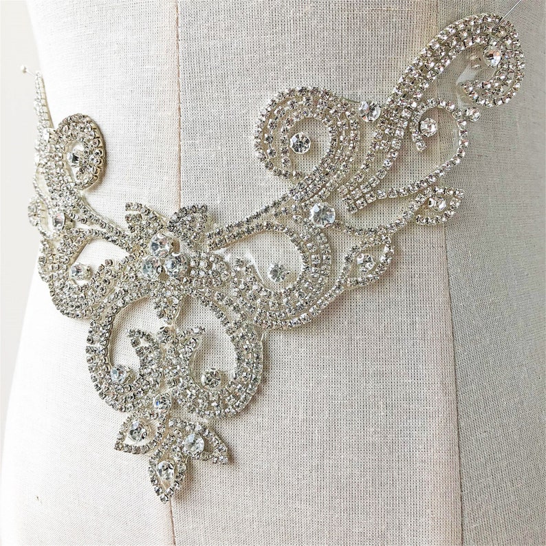 Iron on Rhinestone Applique Vneck Diamante Neckline Evening Etsy