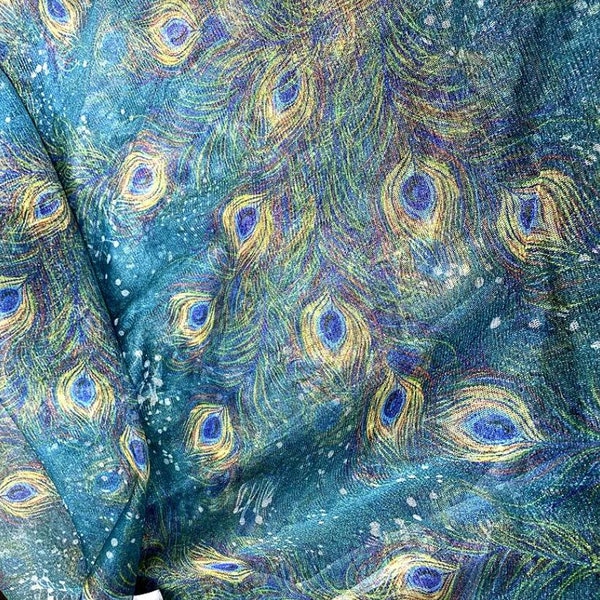 Glitter Peacock Fether Tulle lace fabric Soft Mesh Constellation Lace Fabric Soft Tulle Fabric For Princess Gown, Party Dress By Yard