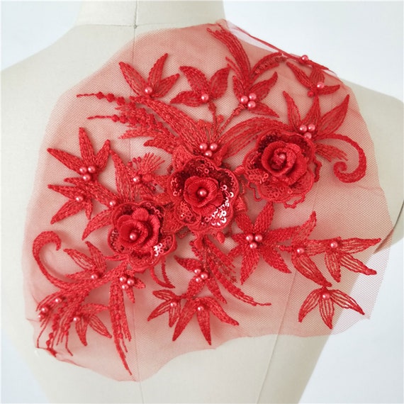 【セール】福袋のファッション通販 3Dフラワー刺繍スパンコールレースアップリケレースモチーフ刺繍 装飾材料