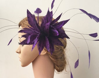 Dyed Feather Flower Mount Bouquet Faux flower Millinery Feather Flower For Hat Fascinators & Crafts Feather Wedding Fascinator Derby 1 Piece