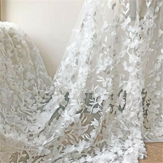  Stunning Blossom Lace Fabric 3D Flower Embroidery Vines Lace by  The Yard for Wedding Dresses Bridal Ballgown 59 inches Width Colorful Color