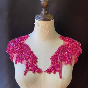 Handmade Crystal Flower Patches Rhinestone Applique Embroidery Beaded Sewing Appliques for Bridal Gown Evening Bodice wedding accessories