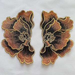 Peony Flower Lace Applique Blossom Flower Jacket Lace Patch Coffee Flower Applique Sewing Trims Accent for Latin Dress Dance Costumes