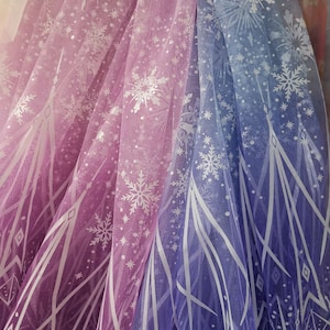 Frozen White Snowflake Tulle lace fabric Soft Mesh Constellation Lace Fabric Soft Tulle Fabric For Princess Gown, Party Dress By Yard