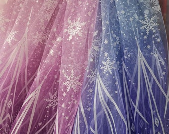 Frozen White Snowflake Tulle lace fabric Soft Mesh Constellation Lace Fabric Soft Tulle Fabric For Princess Gown, Party Dress By Yard