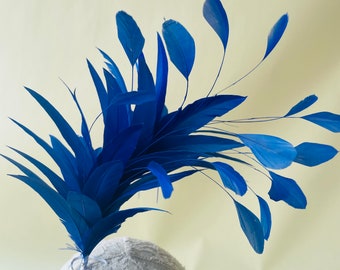 Ramo de flores de plumas teñidas, flores sintéticas, flores de plumas, plumas de ganso teñidas hechas a mano para hacer sombreros, decoración de tocados