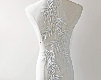 Delicate Leaves Vine Applique Embroidery Lace Patch Off-White Motif Wedding Accessories for Dance Costumes Prom Dress