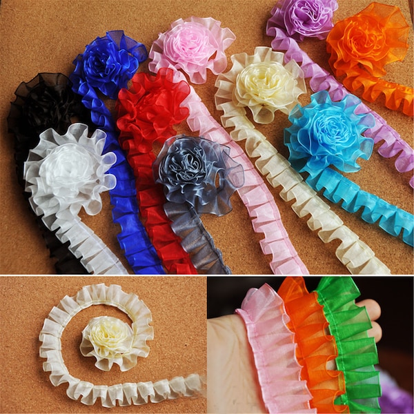 3 Yard Basic Lace Trim I-shaped pleated Folds Non-elastic Lace Trim 0.98 Inches Wide For Skirt Cuffs Collar Barbie Baby Clothes Curtains