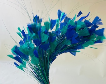 Dyed Twisted Feather Flower Mount Bouquet Millinery Feather Flower Faux flowers Handmade Goose Feathers for Hat Making Fascinator Decoration