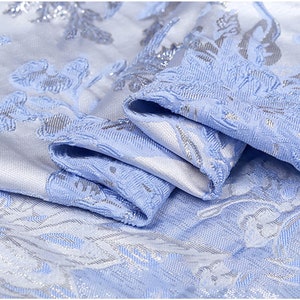 53 Width Pale Blue High End Embroidery Jacquard Dress Fabric Fashion ...