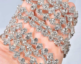 Strassence Applique Trim Slim Crystal Diamante Ceinture Sparkling Accent DIY pour robes de mariée Bretelles