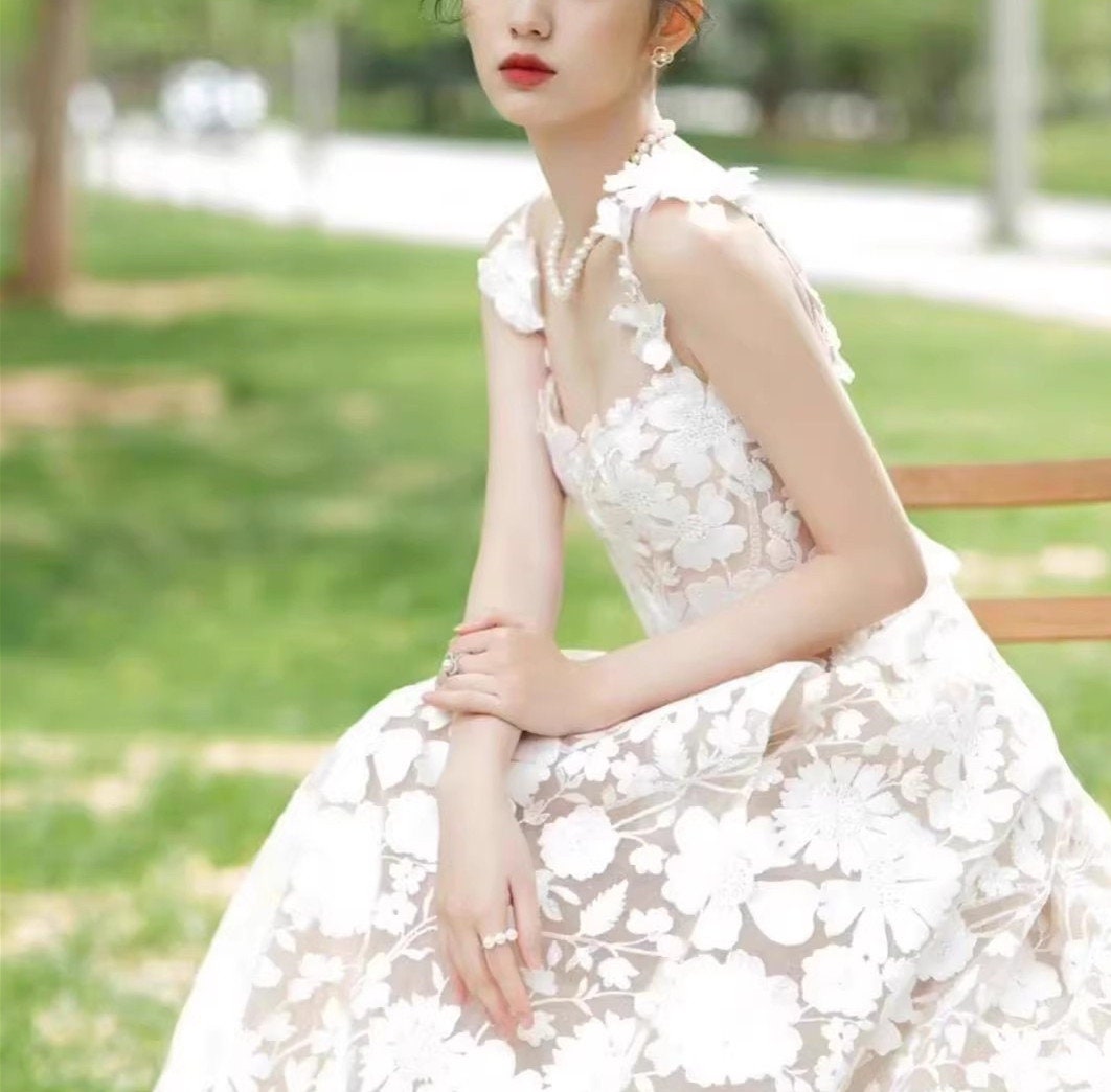 Off White Elegant Flower Lace Fabric Flower Embroidery Floral Soft