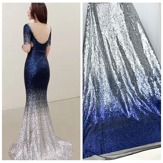 blue sequin strapless dress Blue Beaded Sequin Strapless Trumpet Gown