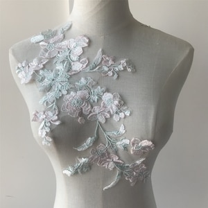Lyrical Lace Applique Blossom Flower Embroidery Patch Lace Motif Decorative Appliques for Dance Costume A Line Dress Wedding Veiling