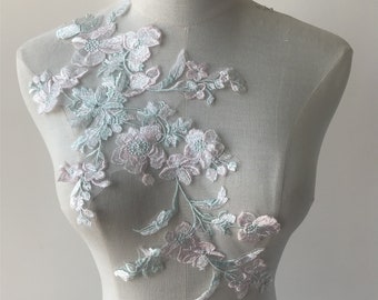 Lyrical Lace Applique Blossom Flower Embroidery Patch Lace Motif Decorative Appliques for Dance Costume A Line Dress Wedding Veiling