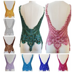 Bodice Applique Stunning Rhinestones Back Motif Beading patch Sew on Accessories for Dance Costumes,Ballroom Dress