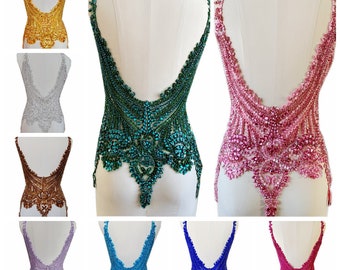 Bodice Applique Stunning Rhinestones Back Motif Beading patch Sew on Accessories for Dance Costumes,Ballroom Dress