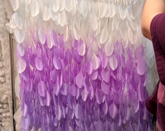 Ombre Purple Feather Trim Fringe 3D Leaf Lace Fabric for Wedding Dress Bridal Gown Skirt Costume Headband Floral Art DIY Craft by Yard