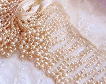 Beading Pearl Trim Beads Satin Ribbon for Prom Dress Shoulder Strap Bridal sashes,craft projects Sold by 1 Yard