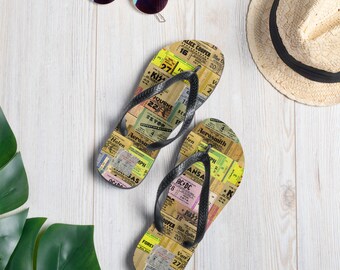 Vintage Rock Concert Tickets Flip-Flops