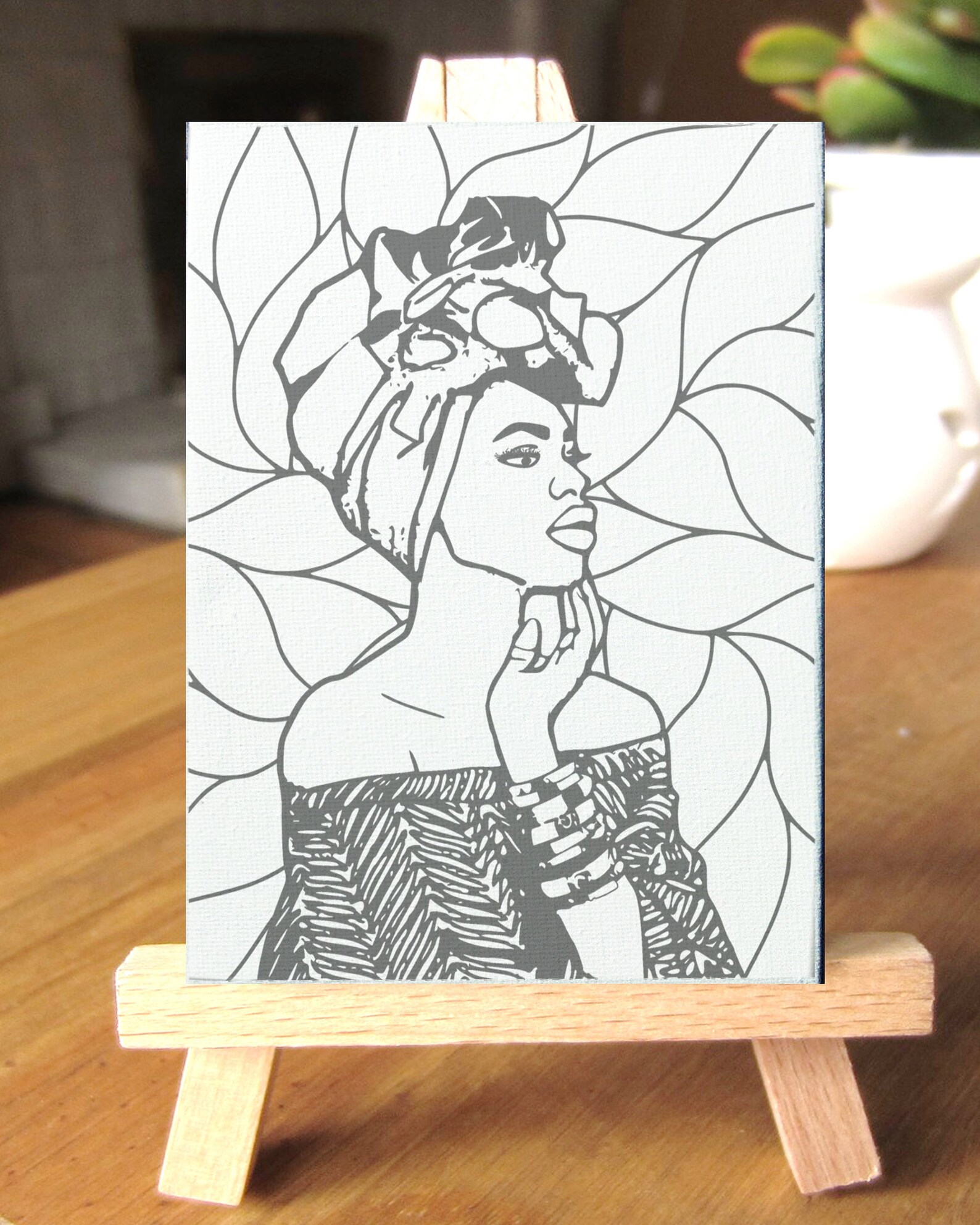 Paint Party Pre Sketched Canvas/diy Wall Decor/woman Fashion Portrait