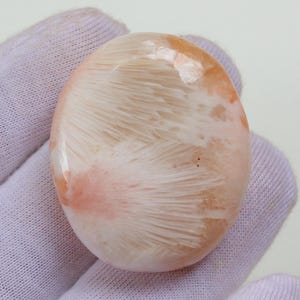 Top-Qualität Rosa Scolecit Palmstone, Natürlicher Rosa Scolecit Stein, Pfirsich Scolecit Stein, Kronenchakra, Angst Relief, Geschenk für Sie