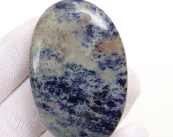 Sodalite Palm Stone, Natural Designer Sodalite Palm Stone, Pocket Crystal Meditation Palm, Throat andThird Eye Chakra Polished Blue Crystal