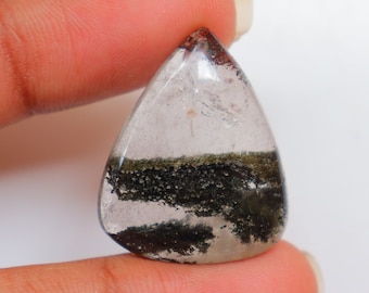 Rare!!! Lodolite Garden Quartz Cabochon, Chlorite Phantom Quartz, Natural Garden Quartz Cabochon, Loose Stone For Jewelry, Lodolite Cabochon