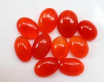 Lote de 10 cabujones de cornalina, cristal de cornalina, cornalina de forma ovalada, cristal de cornalina para joyería, cornalina que transmite confianza emocional.