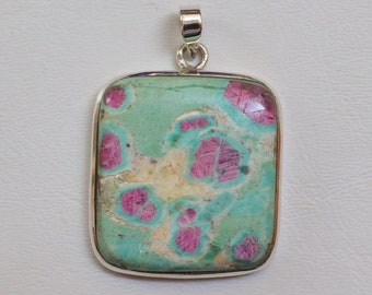 Ruby Fuchsite Pendant, 925 Sterling Silver Pendant, Natural Ruby Fuchsite Jewelry, Anniversary Gift, Handmade Pendant, Ruby Gemstone Pendant