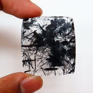 Cabochão de rutilo preto grande, cabochão de rutilo preto natural, rutilo preto genuíno, rutilo feito à mão, joias de rutilo preto, pedras soltas