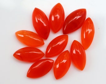 Lote de 10 cabujones de cornalina, cristal de cornalina, cornalina con forma de marquesa, cristal de cornalina para joyería, cornalina que transmite confianza emocional.