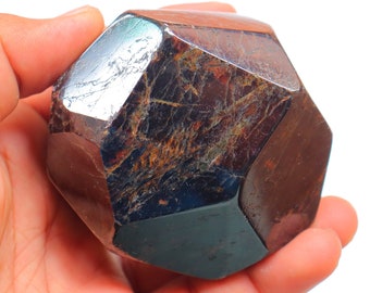 XXL 1.45lb Garnet Dodecahedron, High Polished, Self Standing, Deeply Grounding, Stability, Root Chakra, NATURALLY FORMED, Garnet Tumble