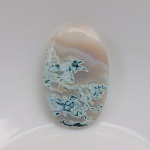 Witte mosagaat cabochon, natuurlijke witte mosagaat, mosagaat edelsteen, losse steen, edelsteen, losse steen mosagaat voor het maken van sieraden.