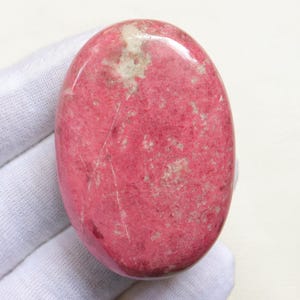 Rare Pink Thulite Palmstone, Natural Thulite Stone from Norway, Crystal Palmstone, Polished Thulite Gemstone, Heart Chakra, Meditation Stone