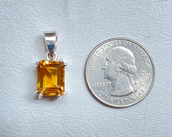 High Quality Citrine Faceted Pendant, 925 Sterling Silver Pendant, Natural Citrine Jewelry, Anniversary Gift, Handmade Pendant,Facet Pendant