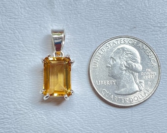 High Quality Citrine Faceted Pendant, 925 Sterling Silver Pendant, Natural Citrine Jewelry, Anniversary Gift, Handmade Pendant,Facet Pendant