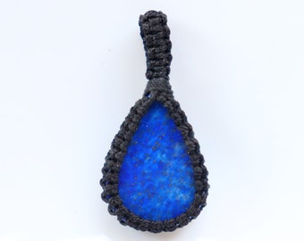 Lapis Lazuli Macrame Pendant, Lapis Lazuli Gemstone, Lapis Lazuli Loose Stone, Loose Gemstone For Jewelry Use, Pocket Stone  Blue & Gold