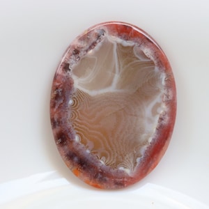 Marokkaanse agaat cabochon, groot formaat, ovale designer cabochon, mooie witte en doorschijnende fortificatielijnen, zaksteen, losse steen.