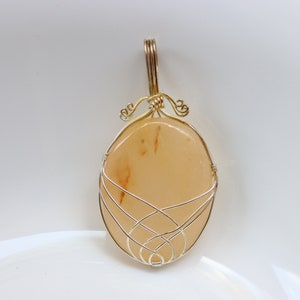 Yellow Jade Wire Wrapped Pendant, Silver Plated Pendant, crystal, Yellow Jade gemstone, Multi Yellow Color Stone, Healing Crystal, Pendant.