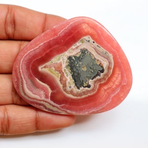 Cabochão de rodocrosita XL, tamanho grande, pirita em rodocrosita, cabochão de cristal, enrolamento de arame, usável, cristais de cura, pedra solta.