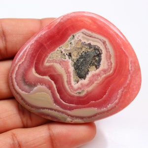 Cabochão de rodocrosita XL, tamanho grande, pirita em rodocrosita, cabochão de cristal, enrolamento de arame, usável, cristais de cura, pedra solta.