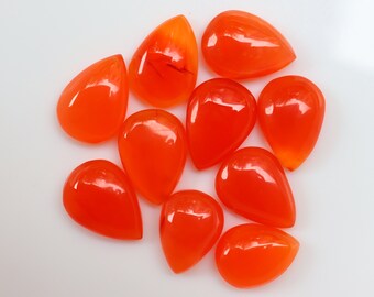 Lote de 10 cabujones de cornalina, cristal de cornalina, cornalina en forma de gota, cristal de cornalina para joyería, cornalina que transmite confianza emocional.